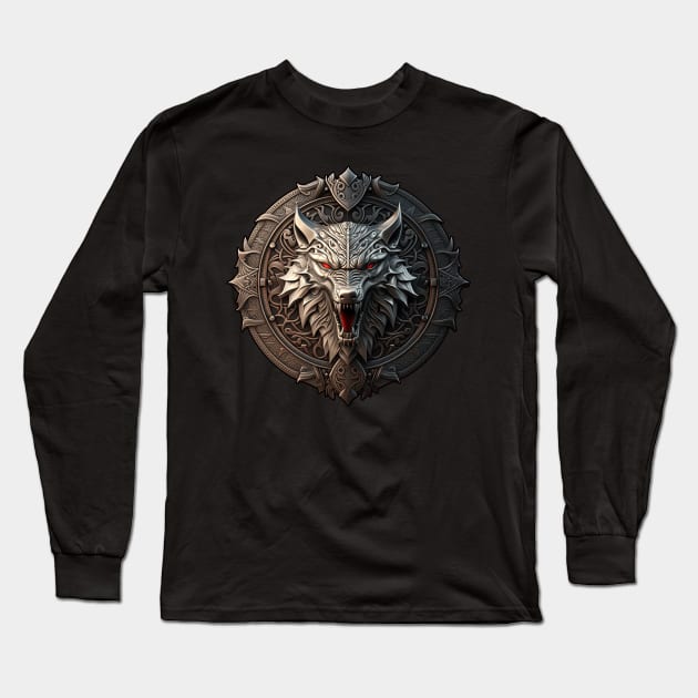 School of the Wolf medallion Long Sleeve T-Shirt by MaxDeSanje 